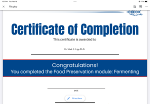 Fermenting course completion certification